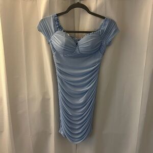 Windsor Blue Ruched Bodycon Mini Dress